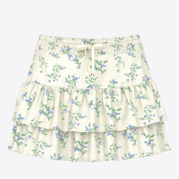 Pink Victoria’s Secret Summer Fling Floral Ruffle Skirt - Cream Yellow Green - Picture 2 of 2